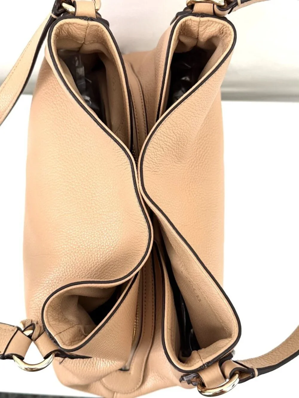 COACH Edie 31 Pebbled Leather Shoulder Bag Nude Tan 36464